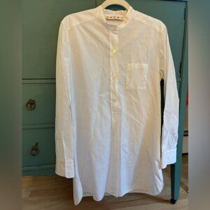 Marni White Buttondown Tunic w. Mandarin Collar